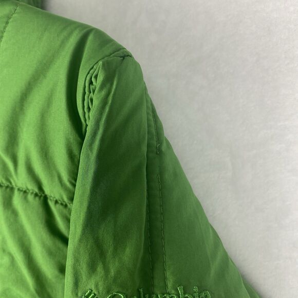 Columbia Reversible Jacket Youth Girls 14/16 Green Hooded Pockets Logo Winter - Picture 5 of 16